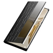 For Huawei P50 QIALINO Crocodile Pattern Side Window View Genuine Leather Phone Case(Black) Eurekaonline