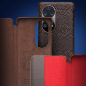 For Huawei P50 QIALINO Genuine Leather Side Window View Smart Phone Case(Brown) Eurekaonline