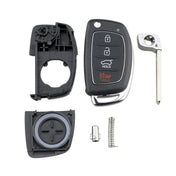 For Hyundai 4-button Folding Car Key Shell with Metal Edge Solaris ix35 ix4 Santa Eurekaonline