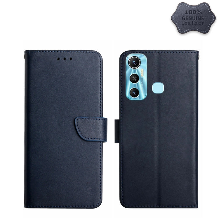 For Infinix Hot 11 Genuine Leather Fingerprint-proof Horizontal Flip Phone Case(Blue) Eurekaonline