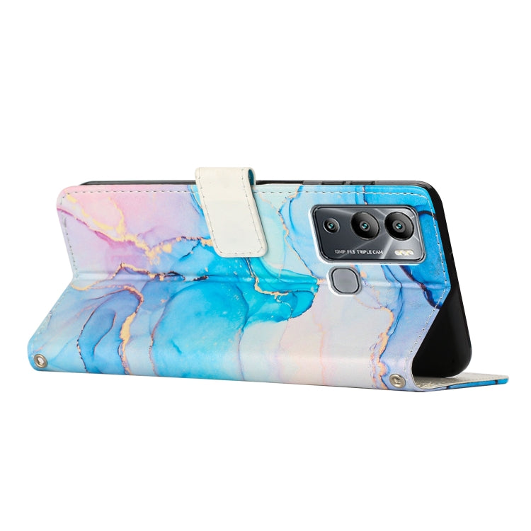 For Infinix Hot 12i Crossbody Painted Marble Pattern Leather Phone Case(Pink Green) Eurekaonline