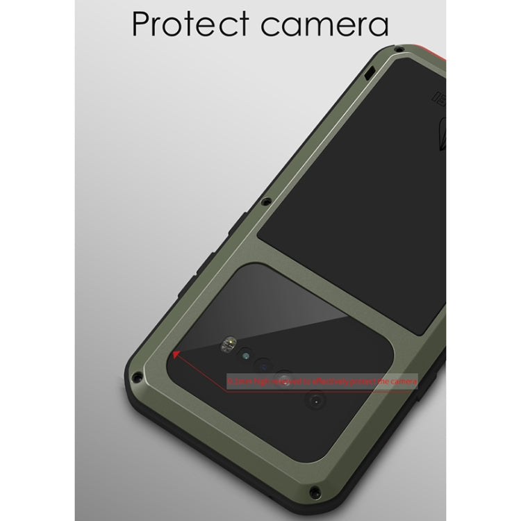 For LG V60 ThinQ 5G LOVE MEI Metal Shockproof Waterproof Dustproof Protective Case with Glass(Black) Eurekaonline