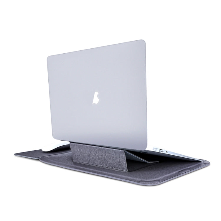 For MacBook 12 / 14 inch PU Leather 4 in 1 Laptop Bag with Functional Bracket(Space Gray) Eurekaonline