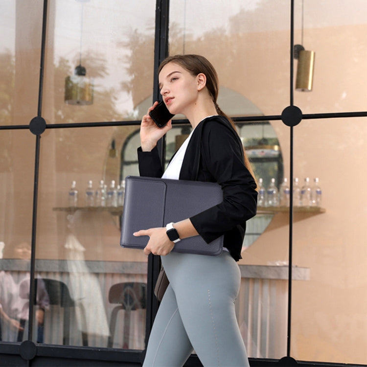 For MacBook 15 / 16 inch PU Leather 4 in 1 Laptop Bag with Functional Bracket(Space Gray) Eurekaonline