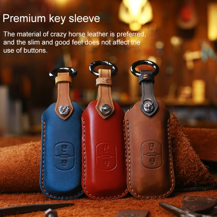 For Mazda Old Style Car Cowhide Leather Key Protective Cover Key Case, Two Keys Version (Brown) Eurekaonline