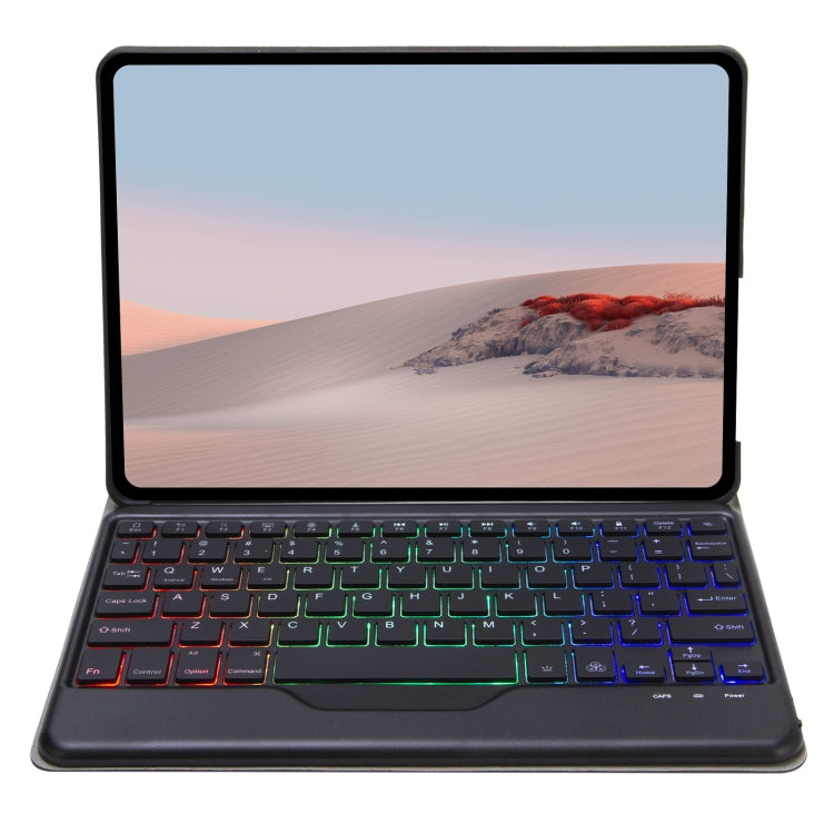 For Microsoft Surface Go 3 / 2 / 1 SFGOS Tri-color Backlit Tree Texture Bluetooth Keyboard Leather Case(Black + Black) Eurekaonline