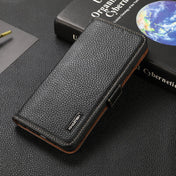 For Nokia 8 V 5G KHAZNEH Side-Magnetic Litchi Genuine Leather RFID Phone Case(Black) Eurekaonline