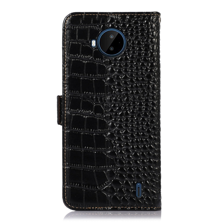 For Nokia C20 Plus Crocodile Top Layer Cowhide Leather Phone Case(Black) Eurekaonline