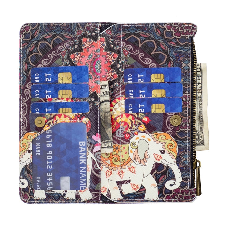 For Nokia G21 / G11 Colored Drawing Pattern Zipper Leather Phone Case(Flower Elephants) Eurekaonline