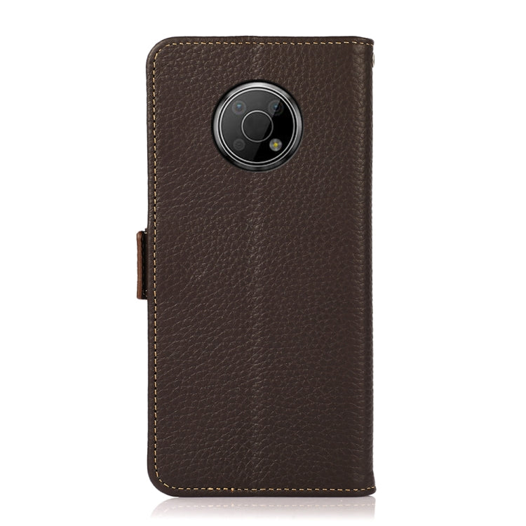 For Nokia G300 KHAZNEH Side-Magnetic Litchi Genuine Leather RFID Phone Case(Brown) Eurekaonline