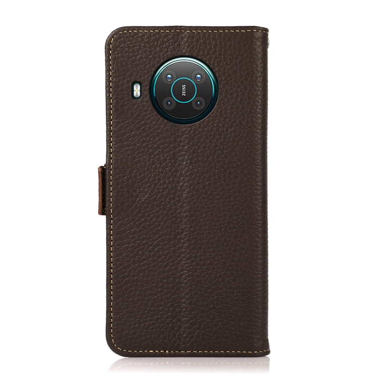 For Nokia X10 / X20 KHAZNEH Side-Magnetic Litchi Genuine Leather RFID Phone Case(Brown) Eurekaonline