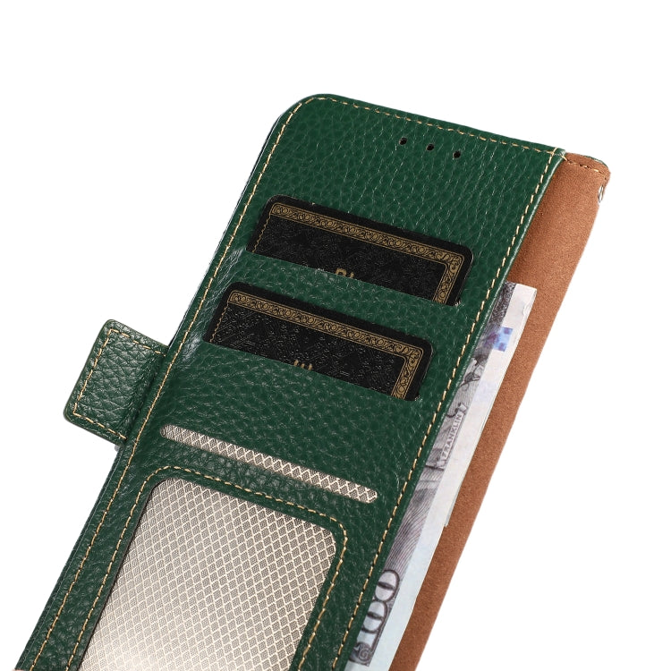 For Nokia XR20 KHAZNEH Side-Magnetic Litchi Genuine Leather RFID Phone Case(Green) Eurekaonline