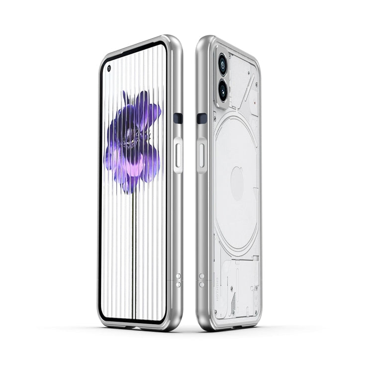 For Nothing Phone 1 Aurora Series Lens Protector + Metal Frame Protective Phone Case(Silver) Eurekaonline