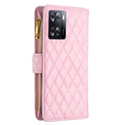 For OPPO A57 4G Diamond Lattice Zipper Wallet Leather Flip Phone Case(Pink) Eurekaonline
