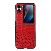 For OPPO Find N2 Flip Crocodile Top Layer Cowhide Leather Phone Case(Red) Eurekaonline