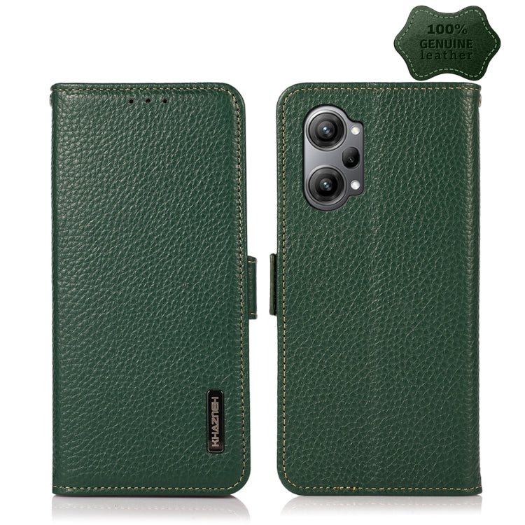 For OPPO K10 Pro 5G KHAZNEH Side-Magnetic Litchi Genuine Leather RFID Phone Case(Green) Eurekaonline