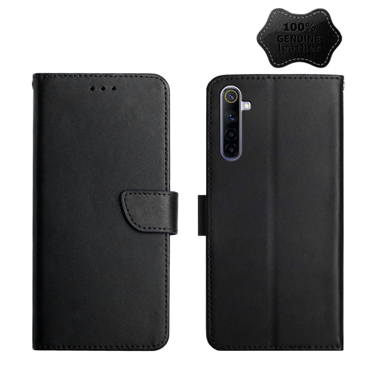 For OPPO Realme 6 Genuine Leather Fingerprint-proof Horizontal Flip Phone Case(Black) Eurekaonline