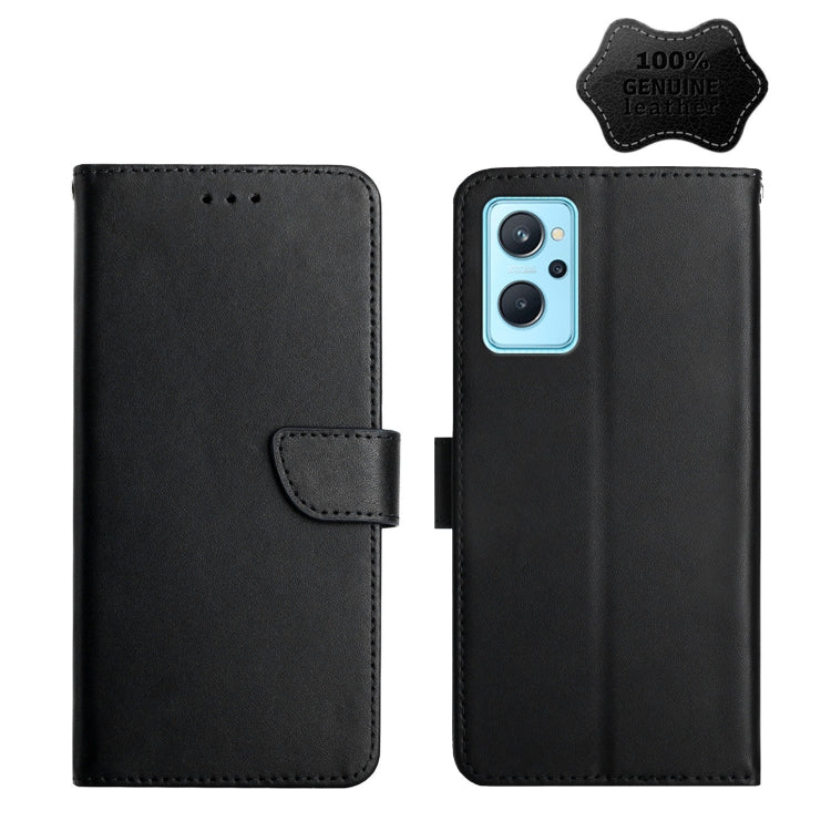 For OPPO Realme 9i Genuine Leather Fingerprint-proof Horizontal Flip Phone Case(Black) Eurekaonline