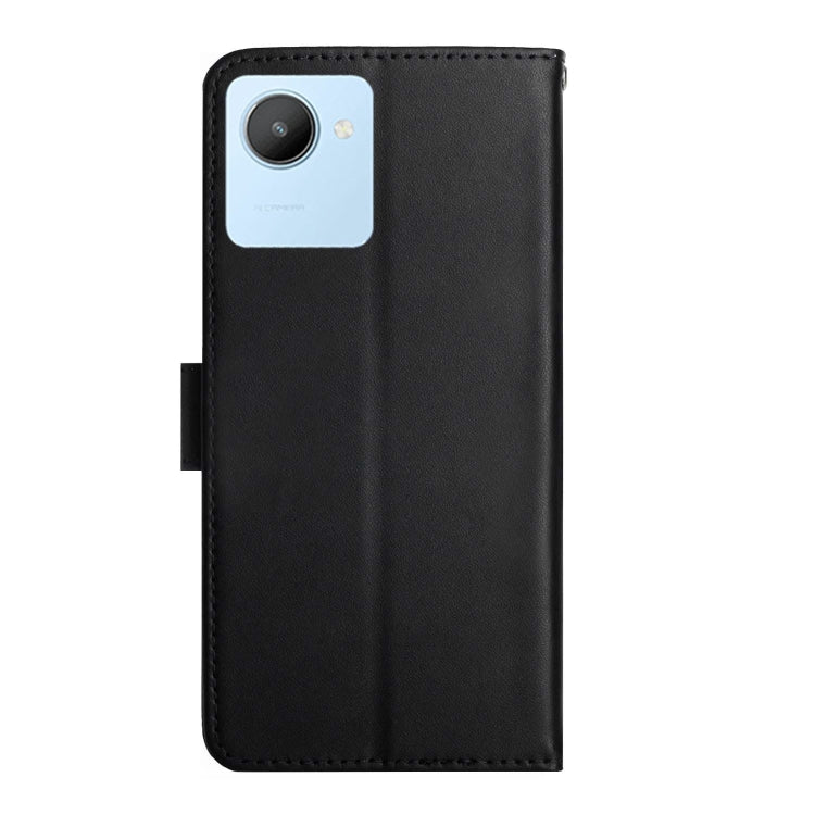 For OPPO Realme C30 Genuine Leather Fingerprint-proof Flip Phone Case(Black) Eurekaonline