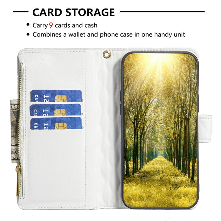 For OPPO Realme C31 Diamond Lattice Zipper Wallet Leather Flip Phone Case(White) Eurekaonline