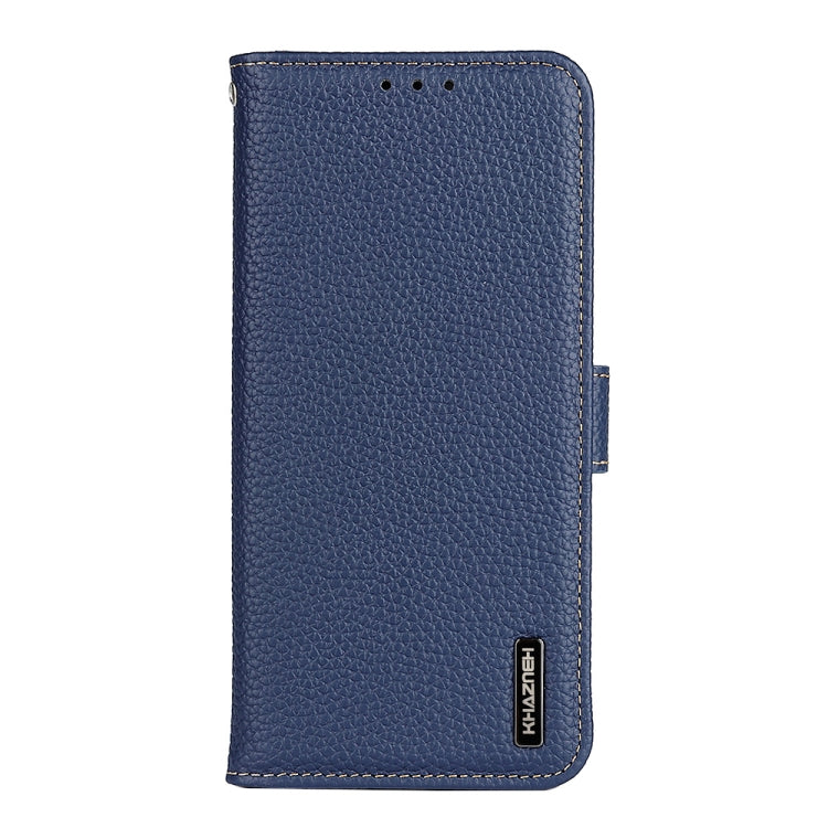For OPPO Realme C35 KHAZNEH Litchi Genuine Leather Phone Case(Blue) Eurekaonline