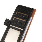 For OPPO Reno8 5G KHAZNEH Side-Magnetic Litchi Genuine Leather RFID Phone Case(Black) Eurekaonline