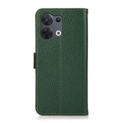 For OPPO Reno8 5G KHAZNEH Side-Magnetic Litchi Genuine Leather RFID Phone Case(Green) Eurekaonline