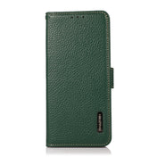 For OPPO Reno8 5G KHAZNEH Side-Magnetic Litchi Genuine Leather RFID Phone Case(Green) Eurekaonline