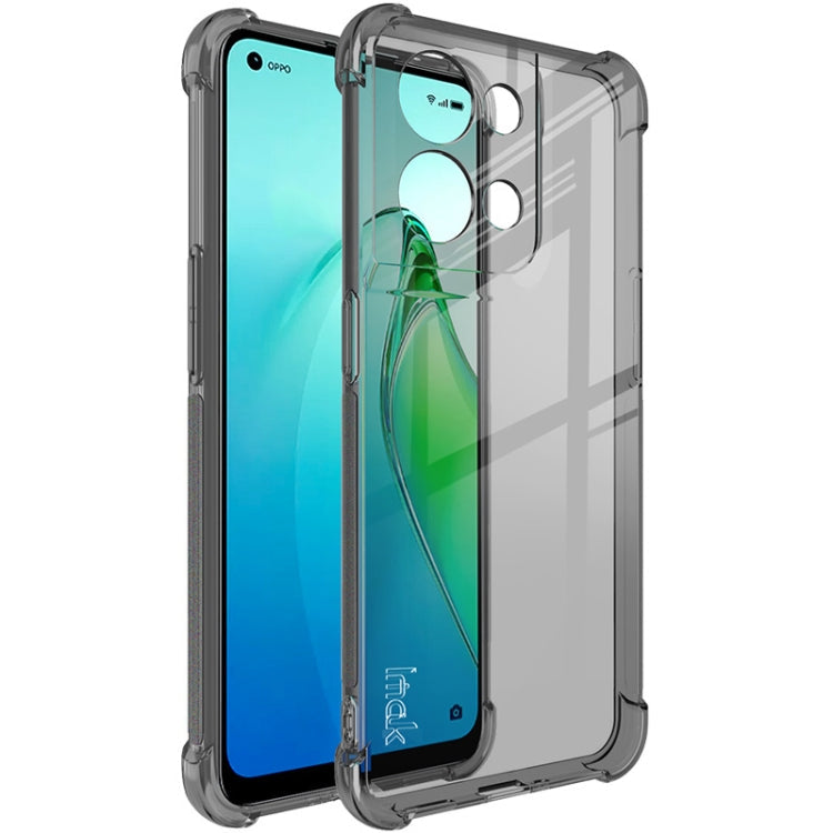 Reno8 5G Global IMAK All-inclusive Shockproof Airbag TPU Case with Screen Protector (Transparent Black) Eurekaonline