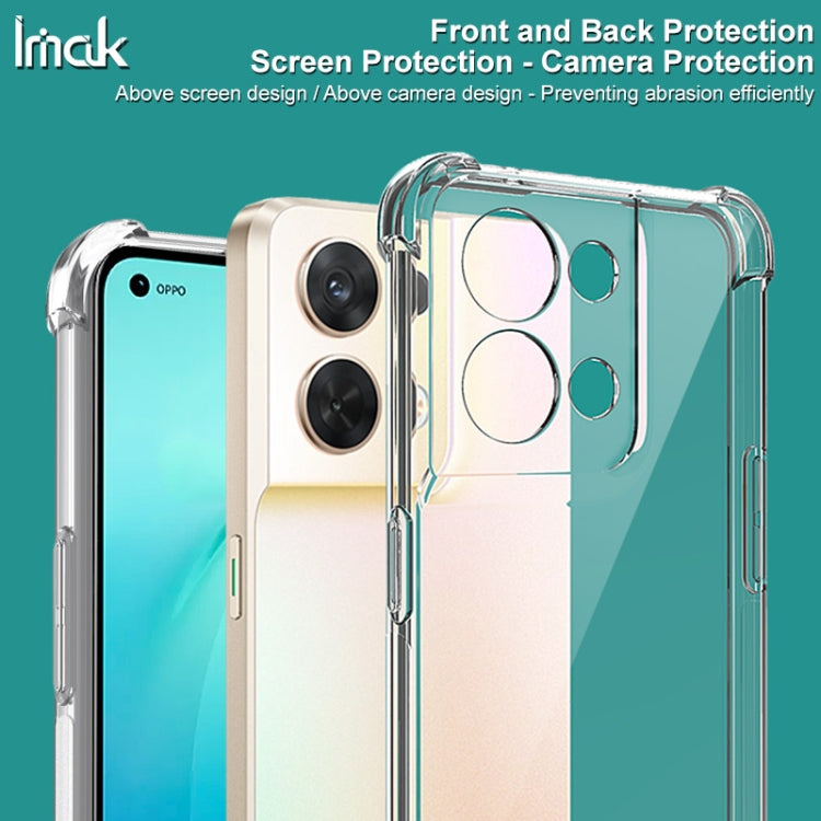 Reno8 5G Global IMAK All-inclusive Shockproof Airbag TPU Case with Screen Protector (Transparent Black) Eurekaonline