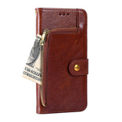 For OPPO Reno8 5G Zipper Bag PU + TPU Horizontal Flip Leather Phone Case(Brown) Eurekaonline