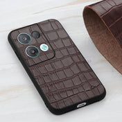 For OPPO Reno8 Crocodile Texture Genuine Leather Phone Case(Brown) Eurekaonline