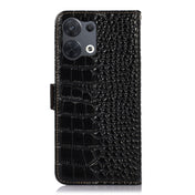 For OPPO Reno8 Crocodile Top Layer Cowhide Leather Phone Case(Black) Eurekaonline