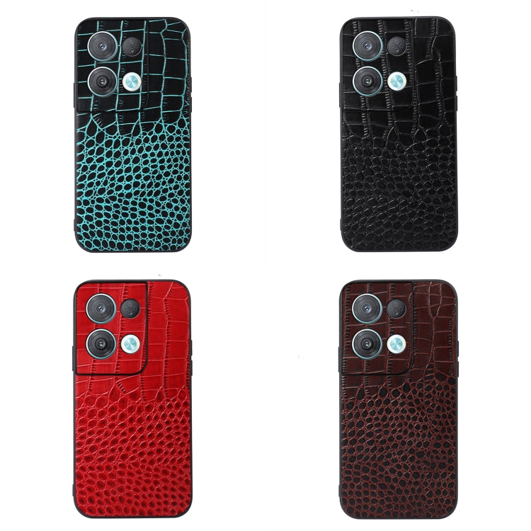 For OPPO Reno8 Crocodile Top Layer Cowhide Leather Phone Case(Coffee) Eurekaonline