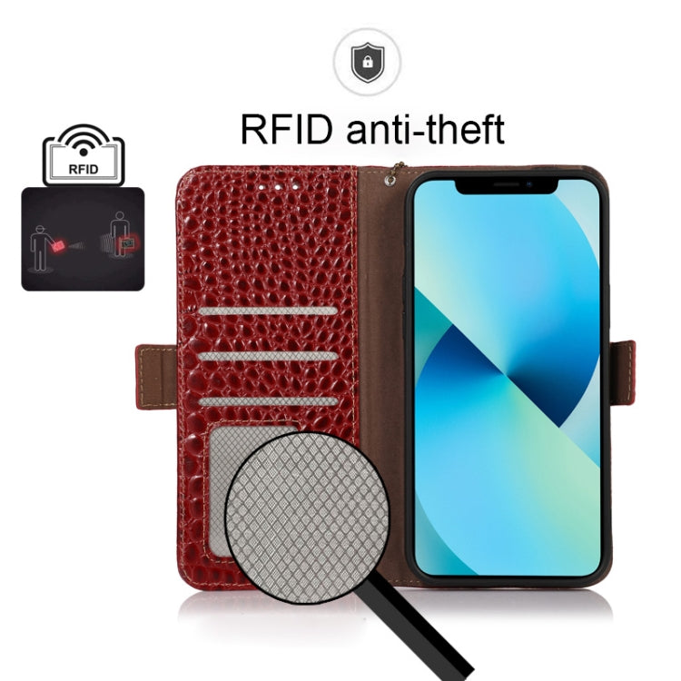 For OPPO Reno8 Crocodile Top Layer Cowhide Leather Phone Case(Red) Eurekaonline