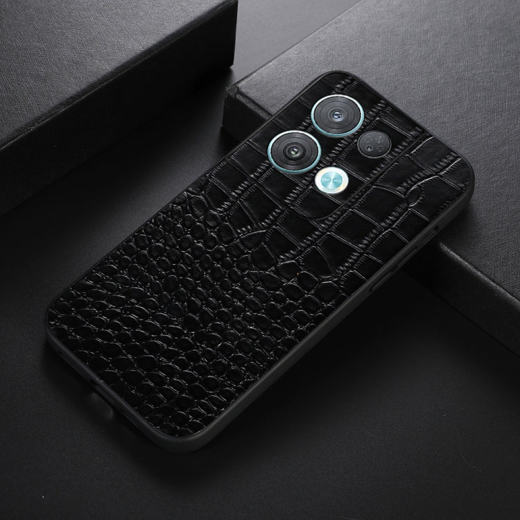 For OPPO Reno8 Pro 5G China Crocodile Top Layer Cowhide Leather Phone Case(Black) Eurekaonline