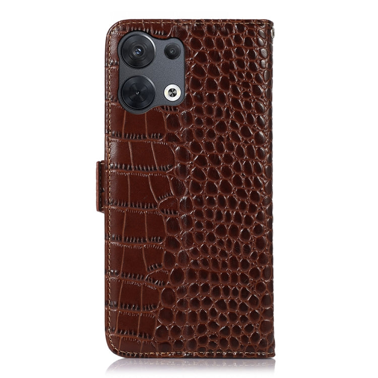 For OPPO Reno8 Pro 5G China Crocodile Top Layer Cowhide Leather Phone Case(Brown) Eurekaonline
