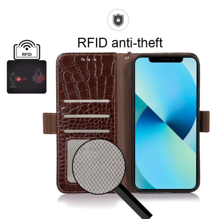 For OPPO Reno8 Pro 5G China Crocodile Top Layer Cowhide Leather Phone Case(Brown) Eurekaonline