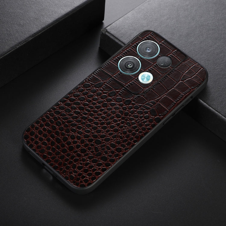 For OPPO Reno8 Pro 5G China Crocodile Top Layer Cowhide Leather Phone Case(Coffee) Eurekaonline