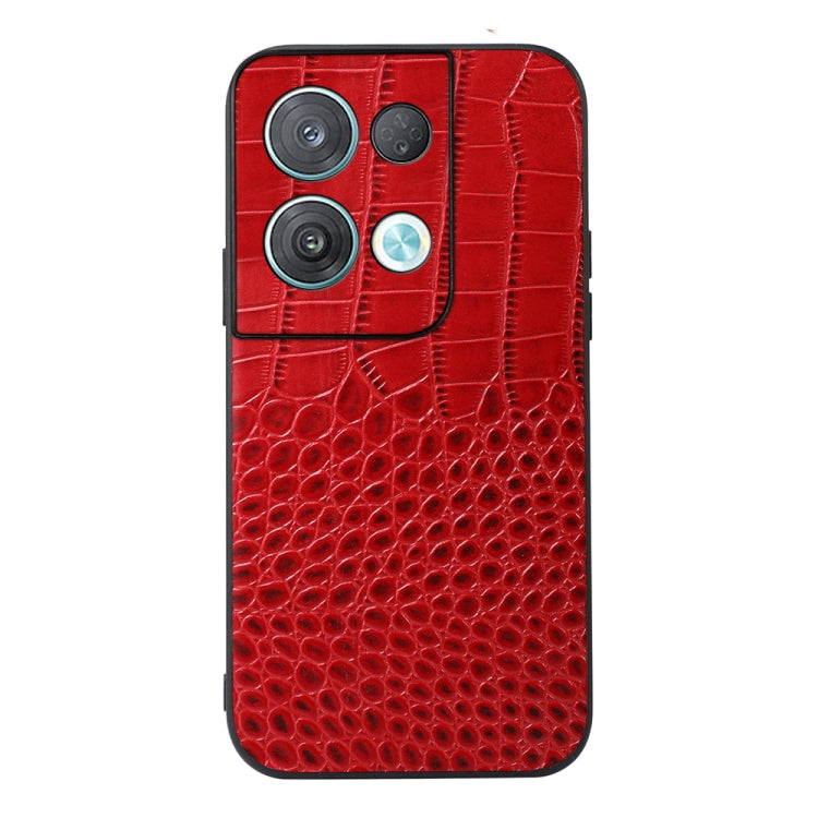 For OPPO Reno8 Pro 5G China Crocodile Top Layer Cowhide Leather Phone Case(Red) Eurekaonline