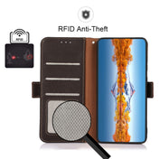 For OPPO Reno8 Pro+ 5G KHAZNEH Side-Magnetic Litchi Genuine Leather RFID Phone Case(Brown) Eurekaonline