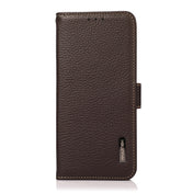 For OPPO Reno8 Pro+ 5G KHAZNEH Side-Magnetic Litchi Genuine Leather RFID Phone Case(Brown) Eurekaonline