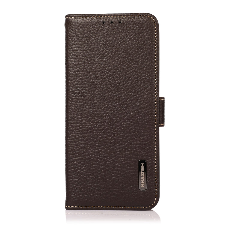For OPPO Reno8 Pro 5G KHAZNEH Side-Magnetic Litchi Genuine Leather RFID Phone Case(Brown) Eurekaonline