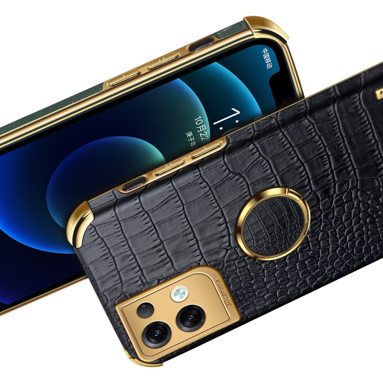 For OPPO Reno8 Pro+ 6D Electroplating Crocodile Texture Phone Case With Holder(White) Eurekaonline