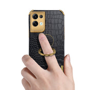 For OPPO Reno8 Pro+ 6D Electroplating Crocodile Texture Phone Case With Holder(White) Eurekaonline