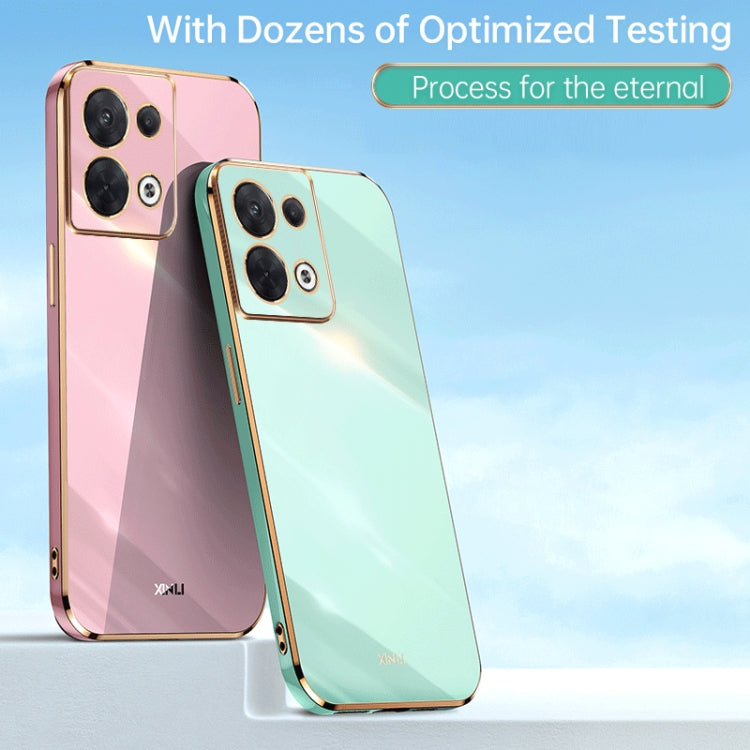 For OPPO Reno8 XINLI Straight 6D Plating Gold Edge TPU Phone Case(Black) Eurekaonline