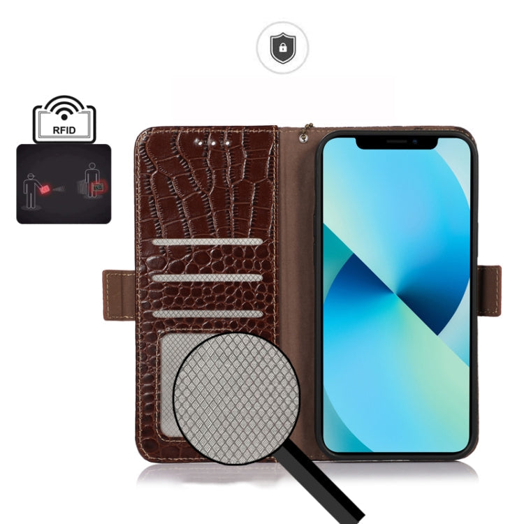 For OPPO Reno9 Pro+ Crocodile Top Layer Cowhide Leather Phone Case(Brown) Eurekaonline