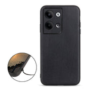 For OPPO Reno9 / Reno9 Pro Accurate Hole Lambskin Texture Genuine Leather Phone Case(Black) Eurekaonline