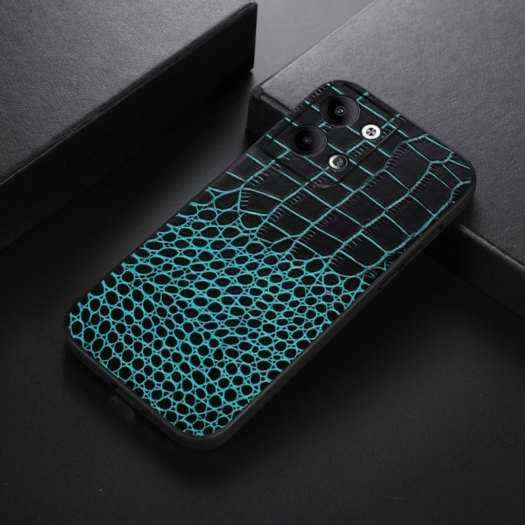  Reno9 Pro Crocodile Texture Genuine Leather Phone Case(Cyan) Eurekaonline