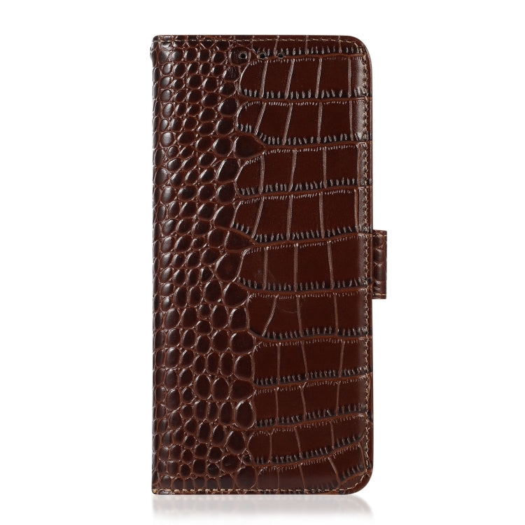  Reno9 Pro Crocodile Top Layer Cowhide Leather Phone Case(Brown) Eurekaonline
